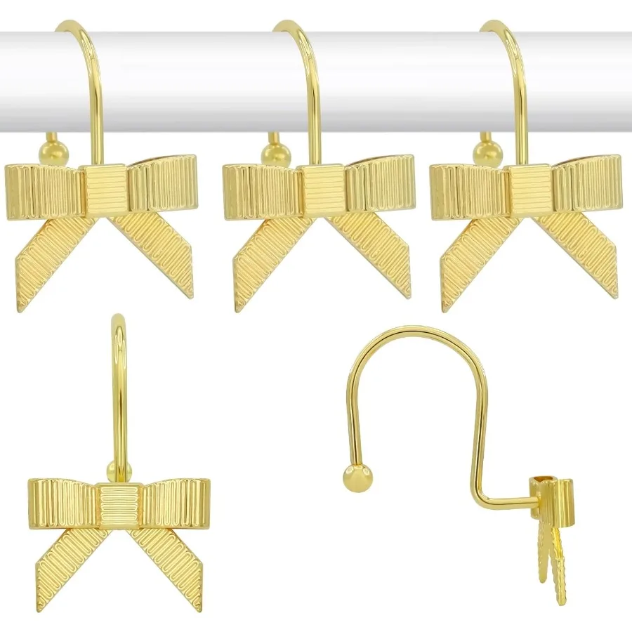 

Декоративные крючки для занавесок для душа, роскошные кольца для занавесок для душа с бантом, современные вешалки для занавесок для душа с бантом, 12 шт., крючки для душа для Ho