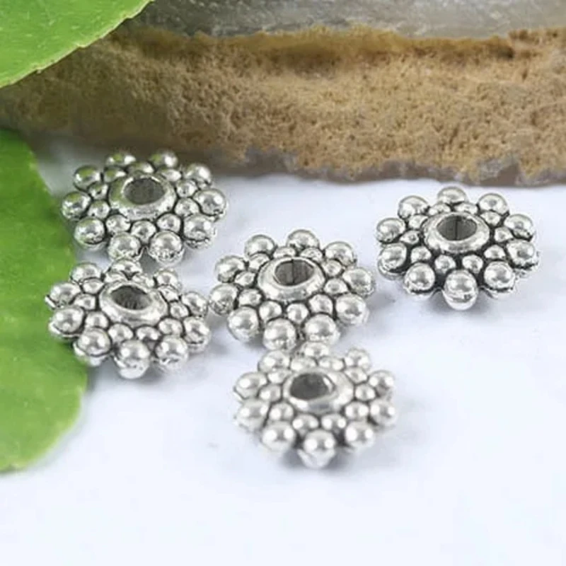 

Tibetan Silver color 8mm Daisy Spacer Beads 50 pcs H0023