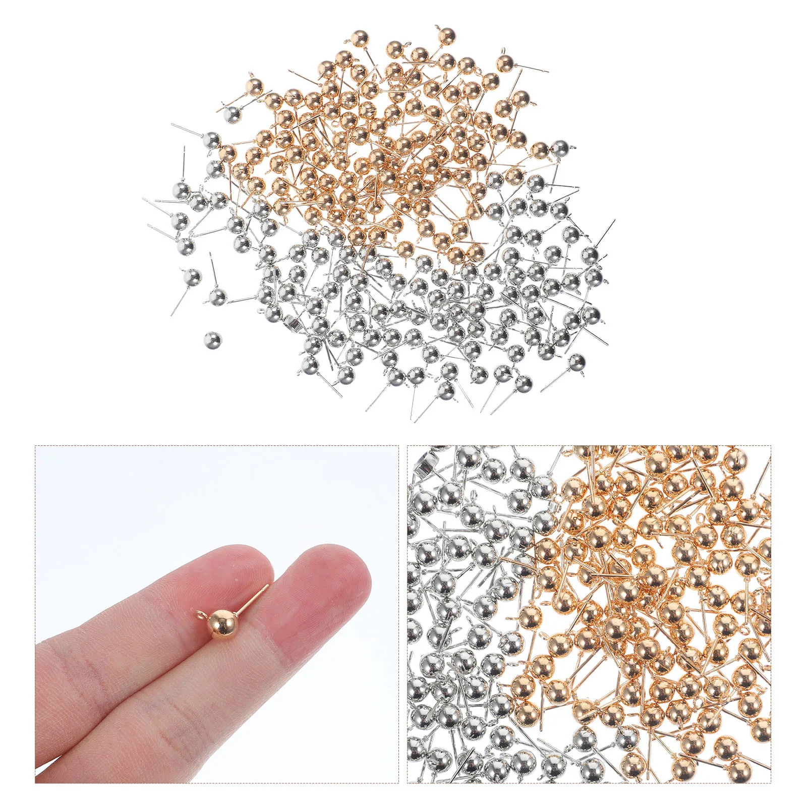 

200Pcs Ear Accessories Metal Ball Post Earrings with Loop DIY Jewelry Making Supplies Lightweight Durable Earring Posts