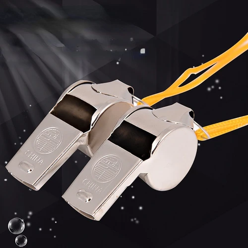 슈퍼 시끄러운 스포츠 회의 심판 철 호각 금속 노란색 로프 야외 생존 호각 끈 Survivalist 기어 