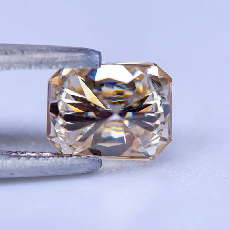 Moissanite Stone Radiant Cut Primary Color Tea Yellow Lab Grown Diamond for Jewelry Rings Earrings Making  with GRA Certificate