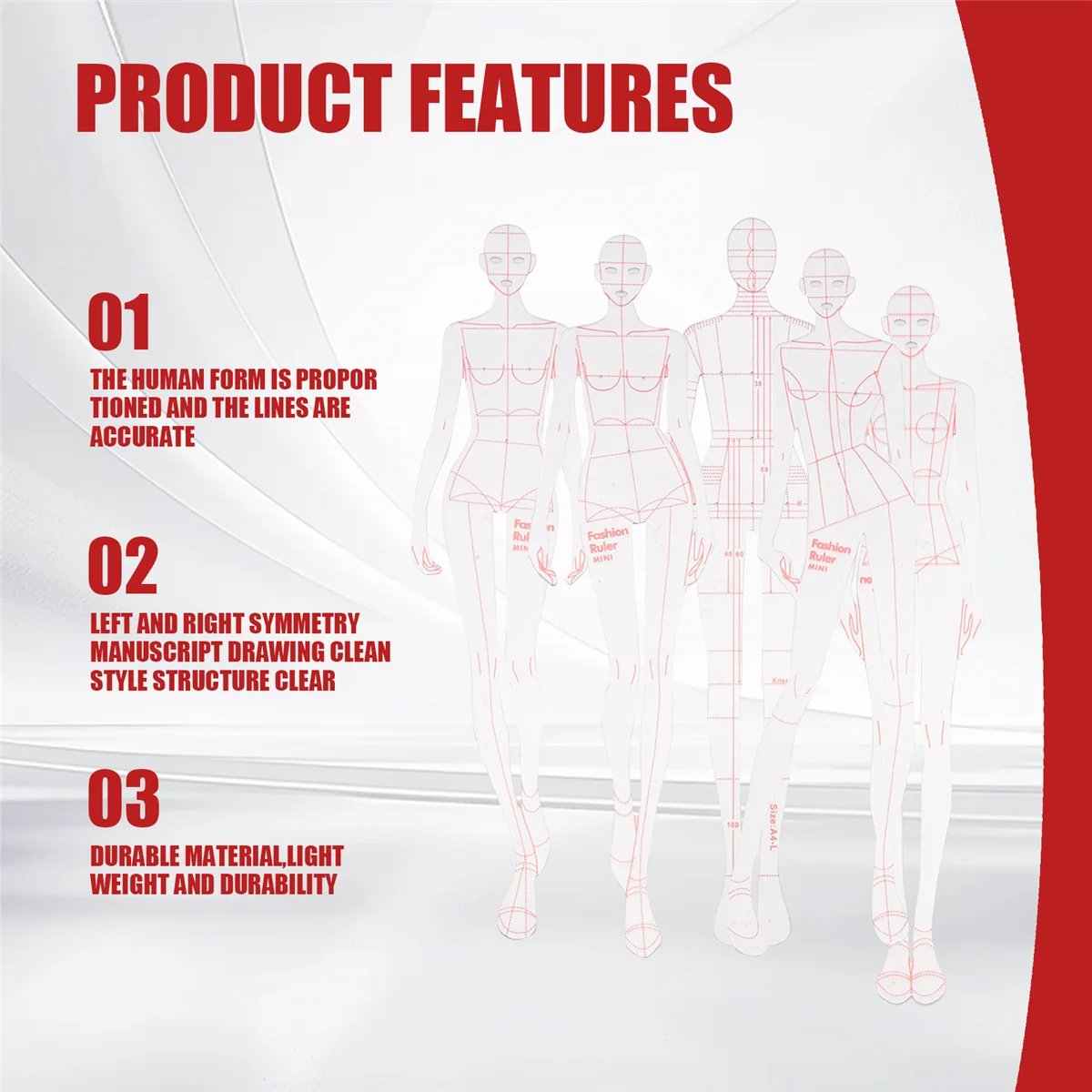 MSOR Fashion Illustration Rulers Sketching Templates Ruler Sewing Humanoid Patterns Design Clothing Measuring,Combination