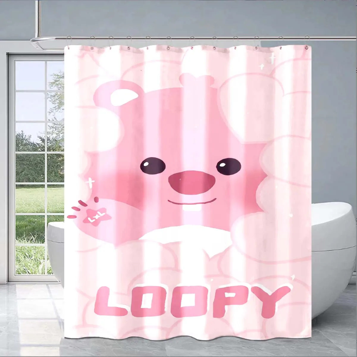 Cartoon Cute Loopy Shower Curtain Decoration Gift Suitable for Adults and Children's Bathroom Shower Curtain