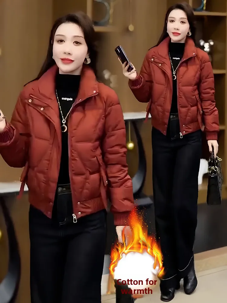 

Утепленная хлопковая куртка-пуховик для женщин: модная, уникальная, в корейском стиле, приталенная, для зимы