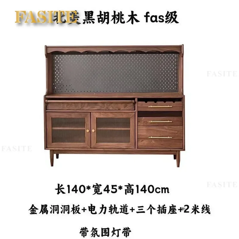 North American Black Walnut Solid Wood Sideboard Dining Room Storage Cabinet Wall Mounted Wine Rack Living Room Log Cupboard
