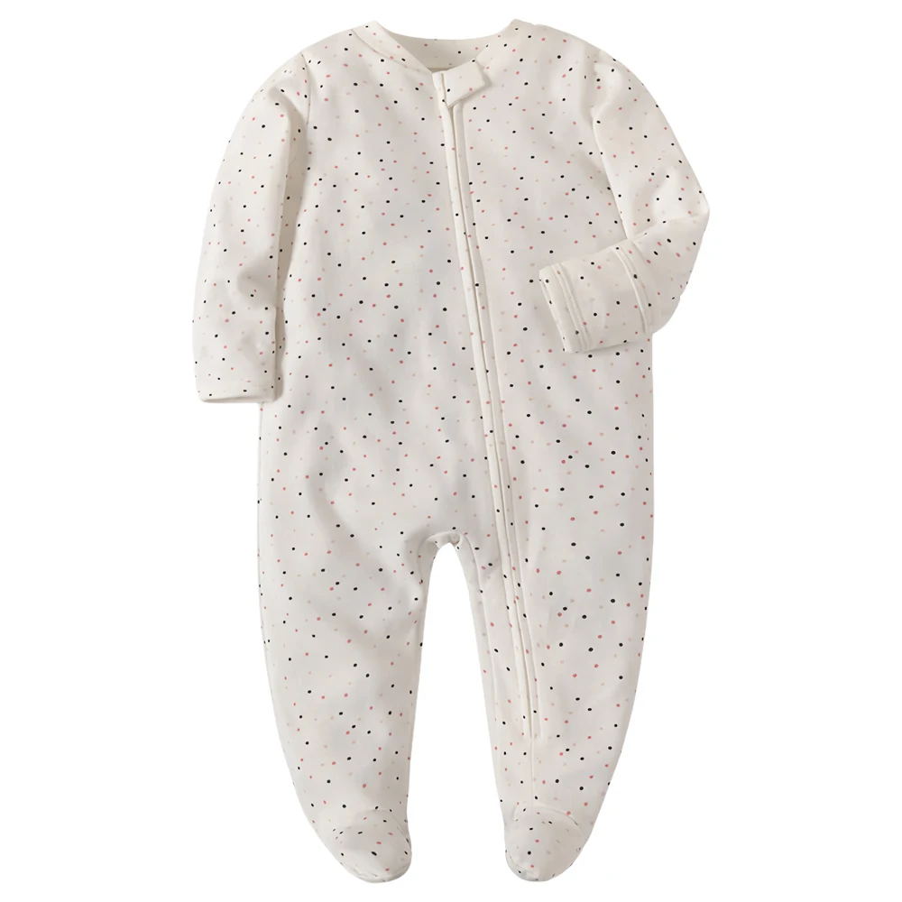 Pasgeboren Baby Footed Nachtkleding Katoen Witte Zachte Rits Pasgeboren Pyjama 0-12 Maanden Slaappak Pasgeboren Baby Kleding