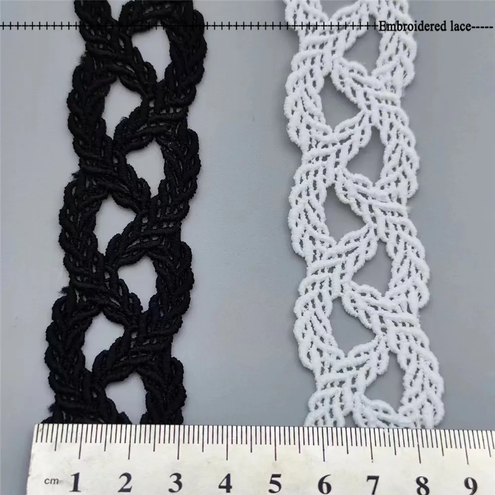 Black White Lace 3cm width Appliques Embroidered Net Lace Fabric Trim Ribbons DIY Sewing Handmade Craft Materials