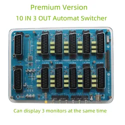 NEW 10 IN 3 OUT Automat switcher 10 way SCART ( EUR ) IN and 3 way OUT( 2*SCART European output + 1 RGBS RCA output)