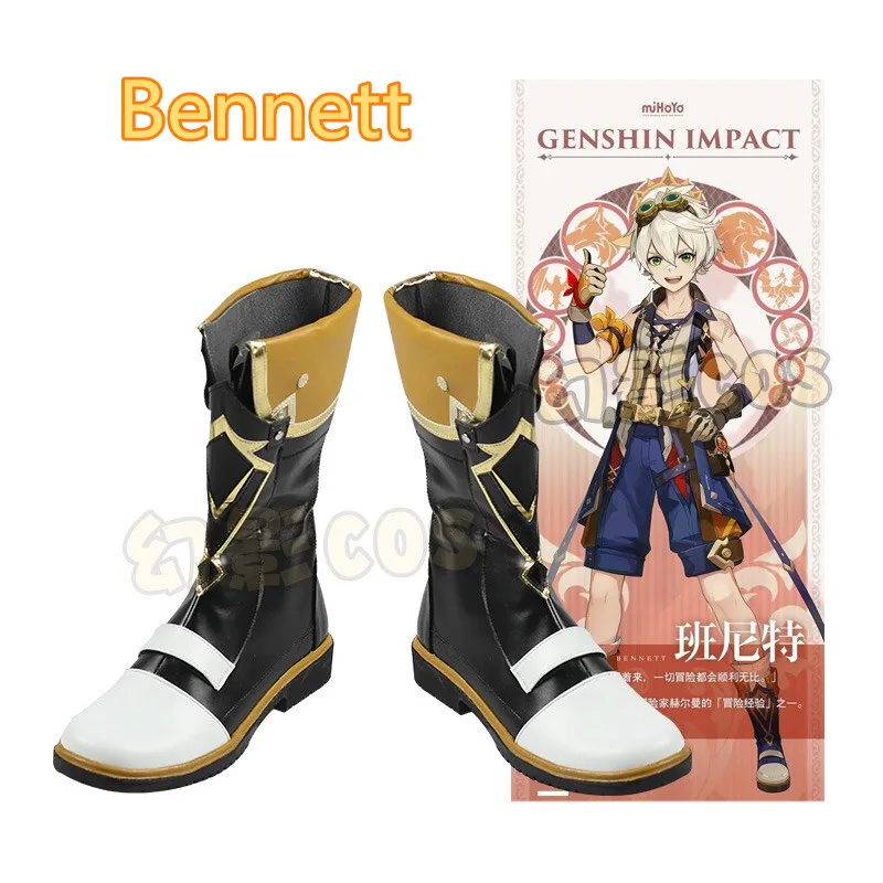 

GENSHIN IMPACT Bennett Обувь для косплея Сапоги из искусственной кожи ручной работы