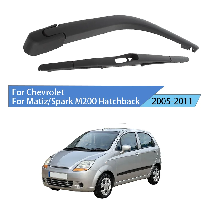 Parabrisas Trasero para Chevrolet Matiz/Spark M200 Hatchback 2005-2011, Juego de Brazo y Escobilla del Limpiaparabrisas Trasero