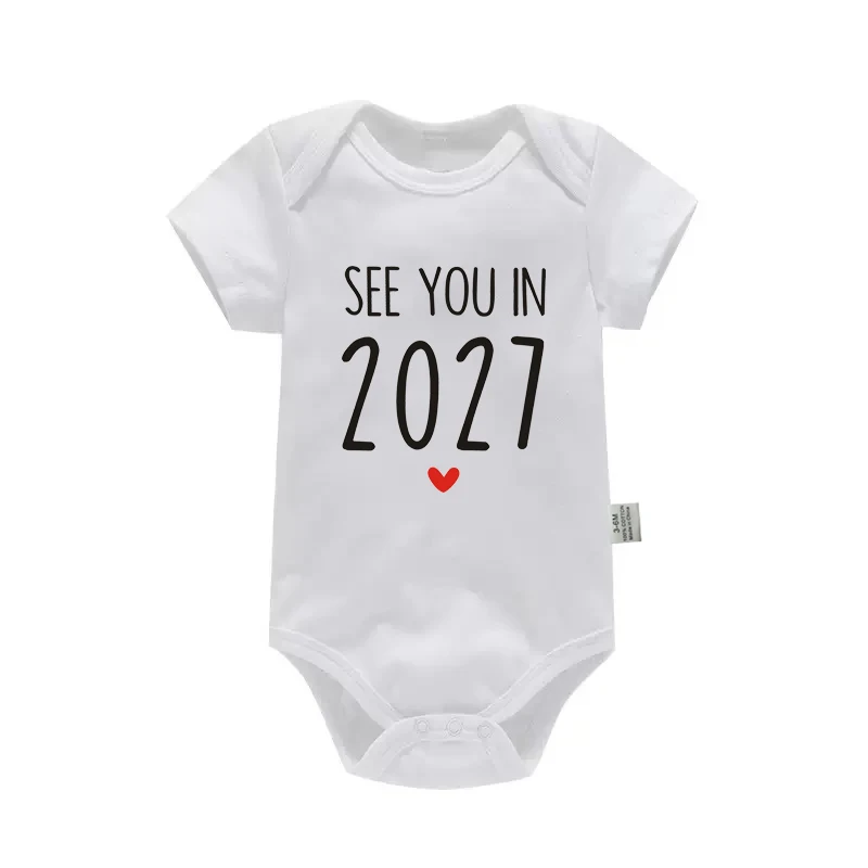 See You In 2027 Baby Announcement Onesie Neutral White Cotton Bodysuit Pregnancy Reveal Photo Prop Newborn Baby Gift