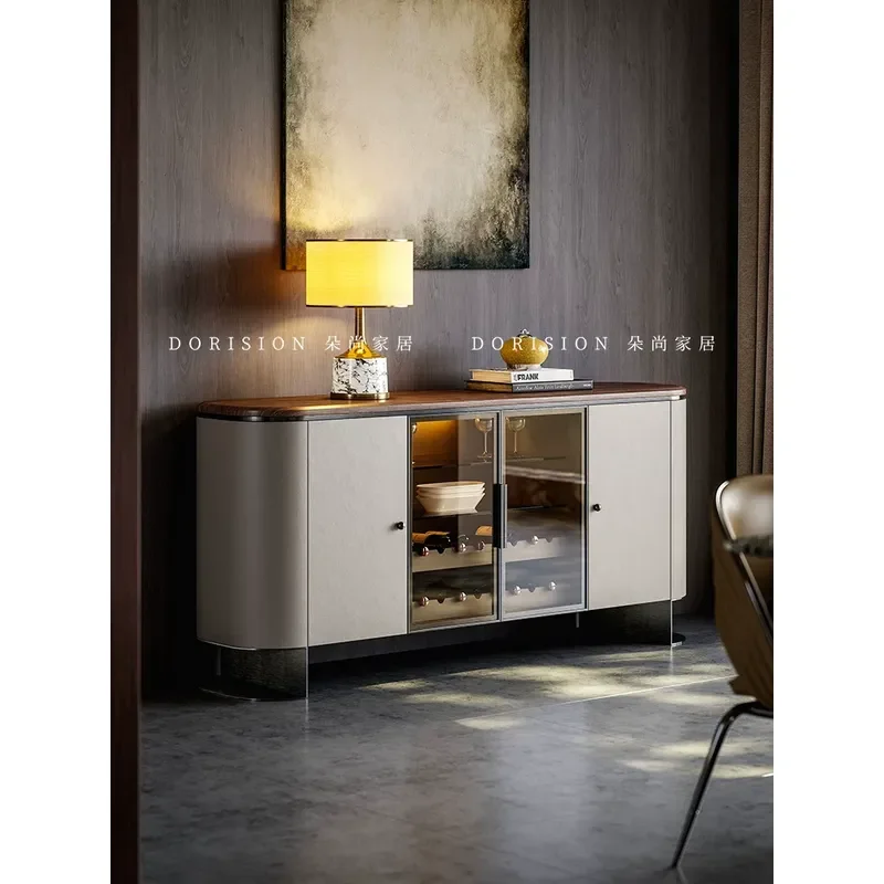 Modern Light Luxury Door Cabinet Marble Storage Decorative Integrated Wine Dining Side Cabinet for Living