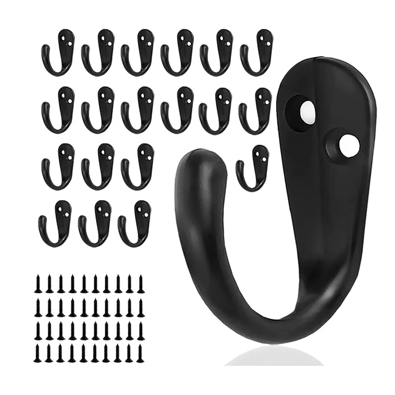 

20PCS Wall Mounted Hooks, Metal Coat Hanger Hooks For Wall Hooks For Hanging Coats, Robe, Key, Towel, Cap, Coffee Cup