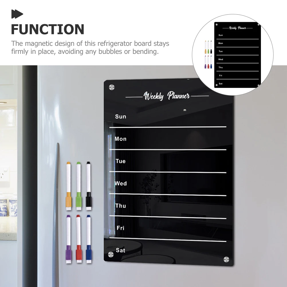 

1 set Magnetic Note Board Daily Planner Fridge Dry Erase Reusable Acrylic Wall Calendar Memo Board Smooth Writing Surface