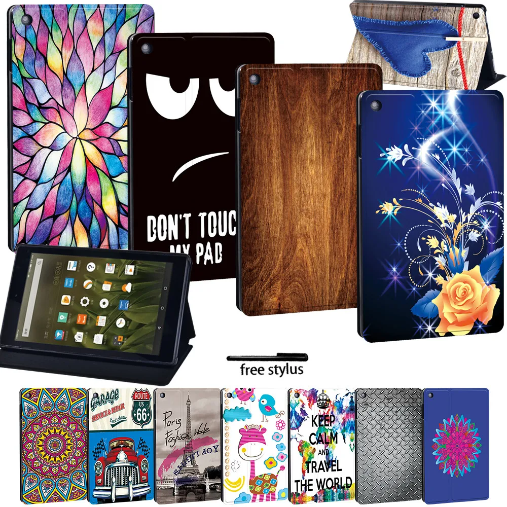 Stand Cover Tablet Case for Fire 7(5th 7th 9th)/Fire HD 8/Fire HD 10  Leather PU Full Protective Shell Smart Cover Case