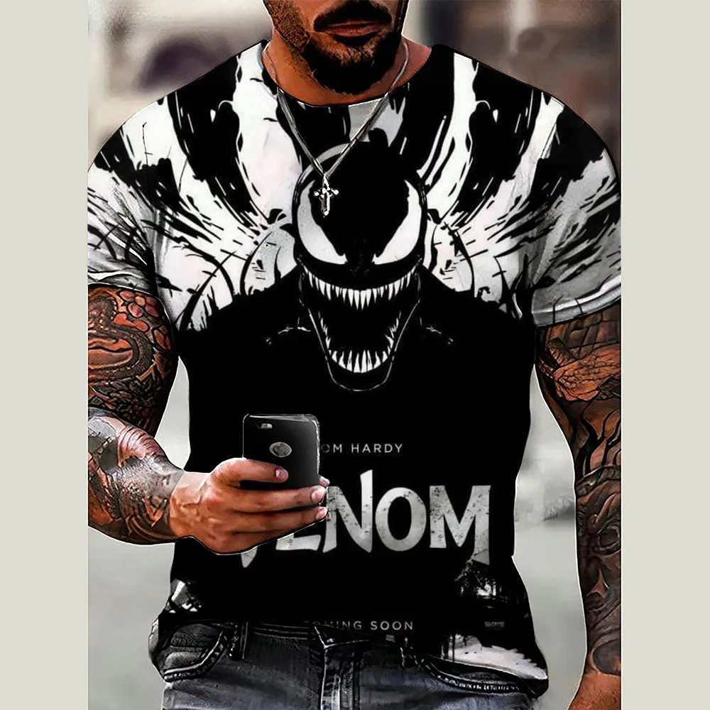 

Marvel Poison Print T -shirt Menya Marvel Spider -Man T -shirt Male Casual Fashion Short -sleeved Street Fashion Marvel Clothing