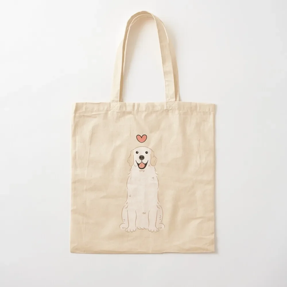 LOVE White Cream Golden Retriever - Gray background Tote Bag custom bags Lady bag bag for beach tote men's