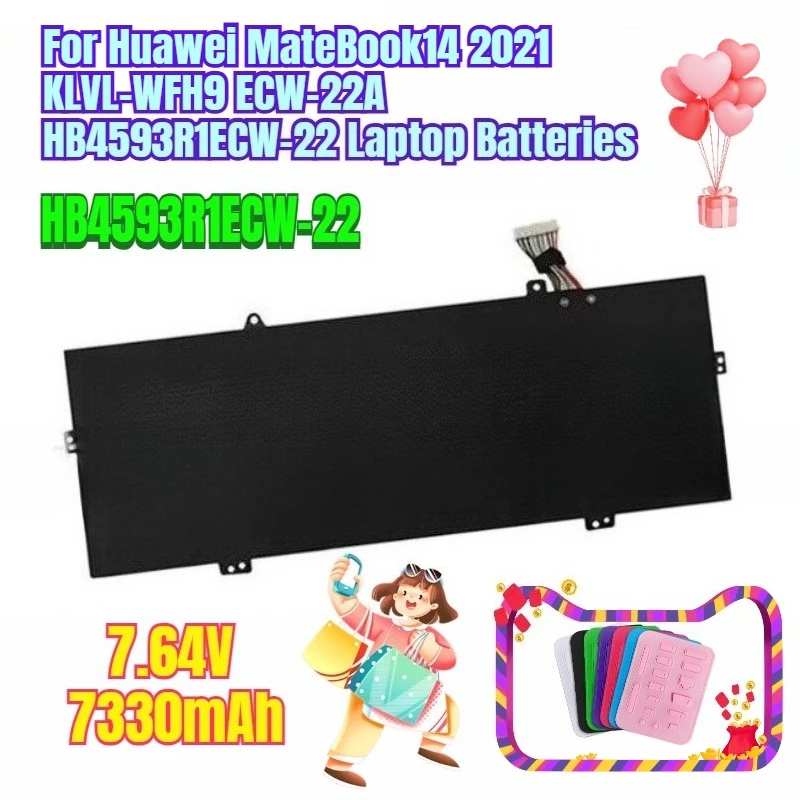 

7.64V 7330mAh for Huawei MateBook14 2021 KLVL-WFH9 ECW-22A HB4593R1ECW-22 Laptop Batteries
