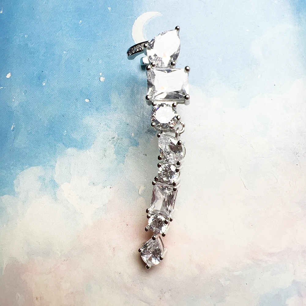 Glamouröser Einzelohr-Ohrstecker, Kletterer, Wassertropfen, europäischer Stil, feiner Schmuck für Frauen, romantisches Geschenk aus 925er Sterlingsilber – Detail 4
