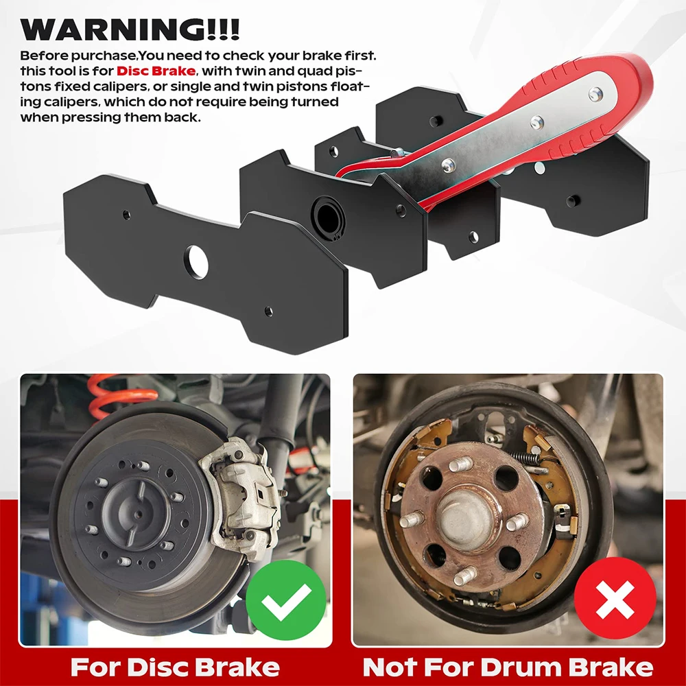 Rimoody سيارة مكبح قرصي الفرجار 360 درجة سوينغ اسئلة وجع تعديل أدوات الفرامل وسادة إعادة تعيين استبدال أداة التفكيك