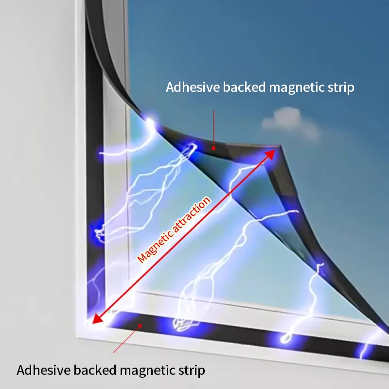 2026 DIY Custom size,windproof Magnetic screen window, self-adhesive mosquito net curtain,invisible,household magnet，Summer mesh