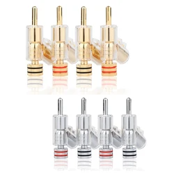 4 Pcs HIFI Gold/Rhodium Plated Lockable SPEAKER CABLE BANANA PLUG CONNECTOR