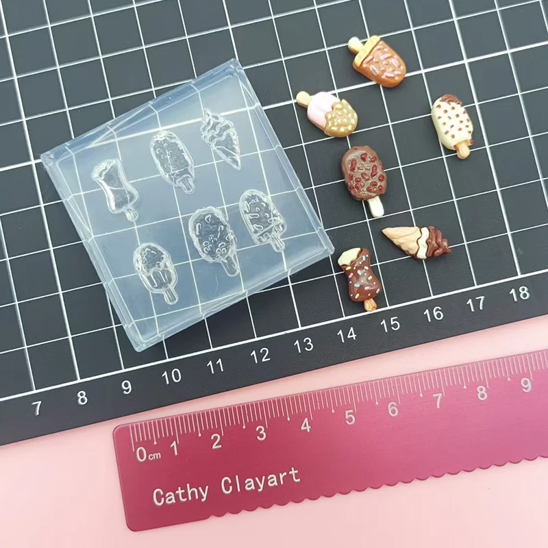 Polymer Ceramic CLay Mini Chocolate Ice cream Silicone Mold Doll House Food toy Clay DIY molds view 2