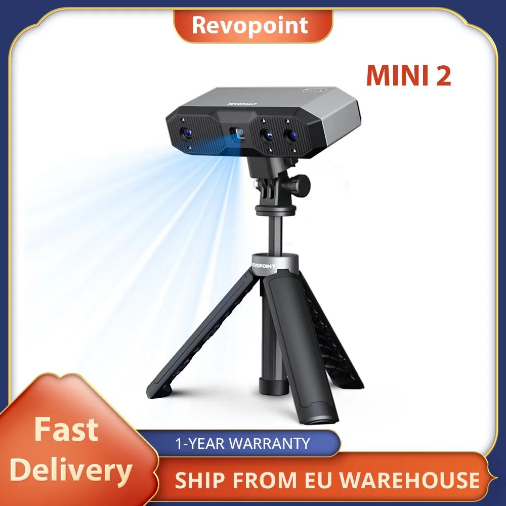 Revopoint MINI 2 3D Scanner, 0.02mm Precision, 2MP Resolution, Up to 16fps Scanning Speed, Blue Light, 120-250mm Working Distanc