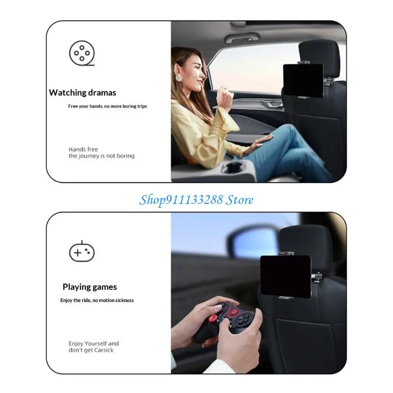 G88D Universal Adjustable Car Headrest Tablets Mount Telescopic Rotation for Secure