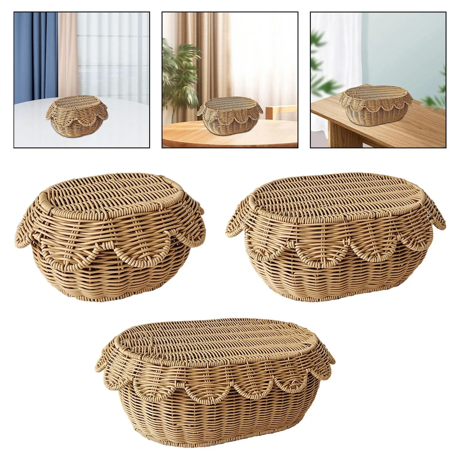 Woven Bread Basket Imitation Rattan Fruit Basket for Kitchen Home Restaurant
