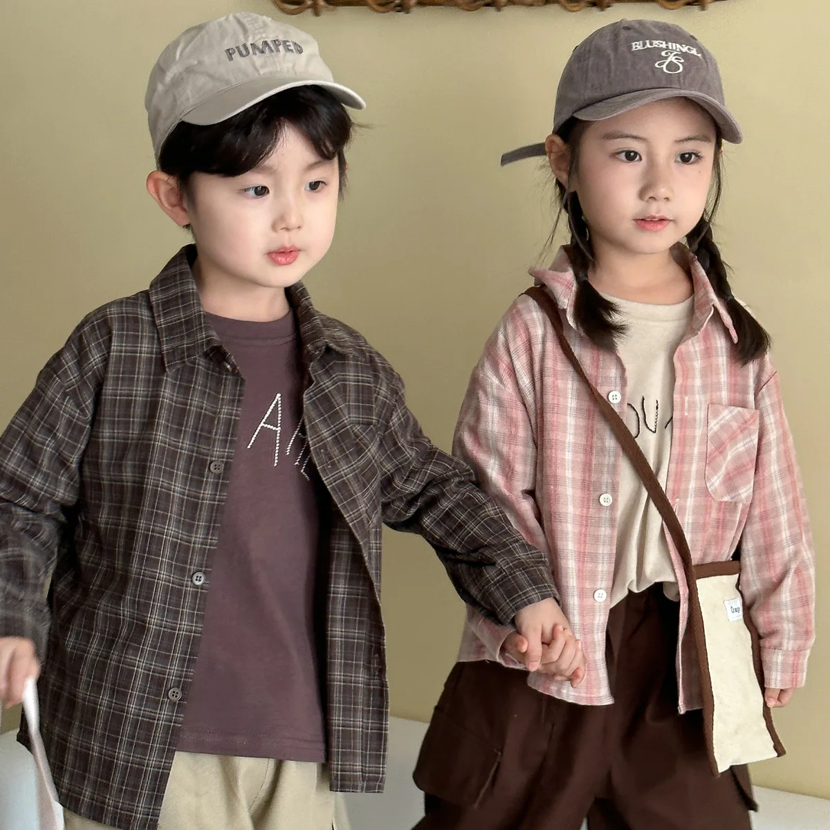 Children's Long-sleeved Shirt Plaid Cotton Coat 2025 Autumn New Casual Baby Boy's Cardigan Shirt 1-10Year Girl's Tops