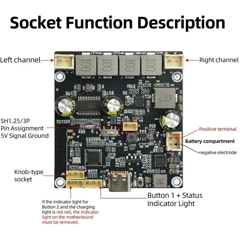 T23C TYPE-C Charging 2X25W Bluetooth Audio Amplifier Module Synchronous Boost Amp Board Android APP Tuning