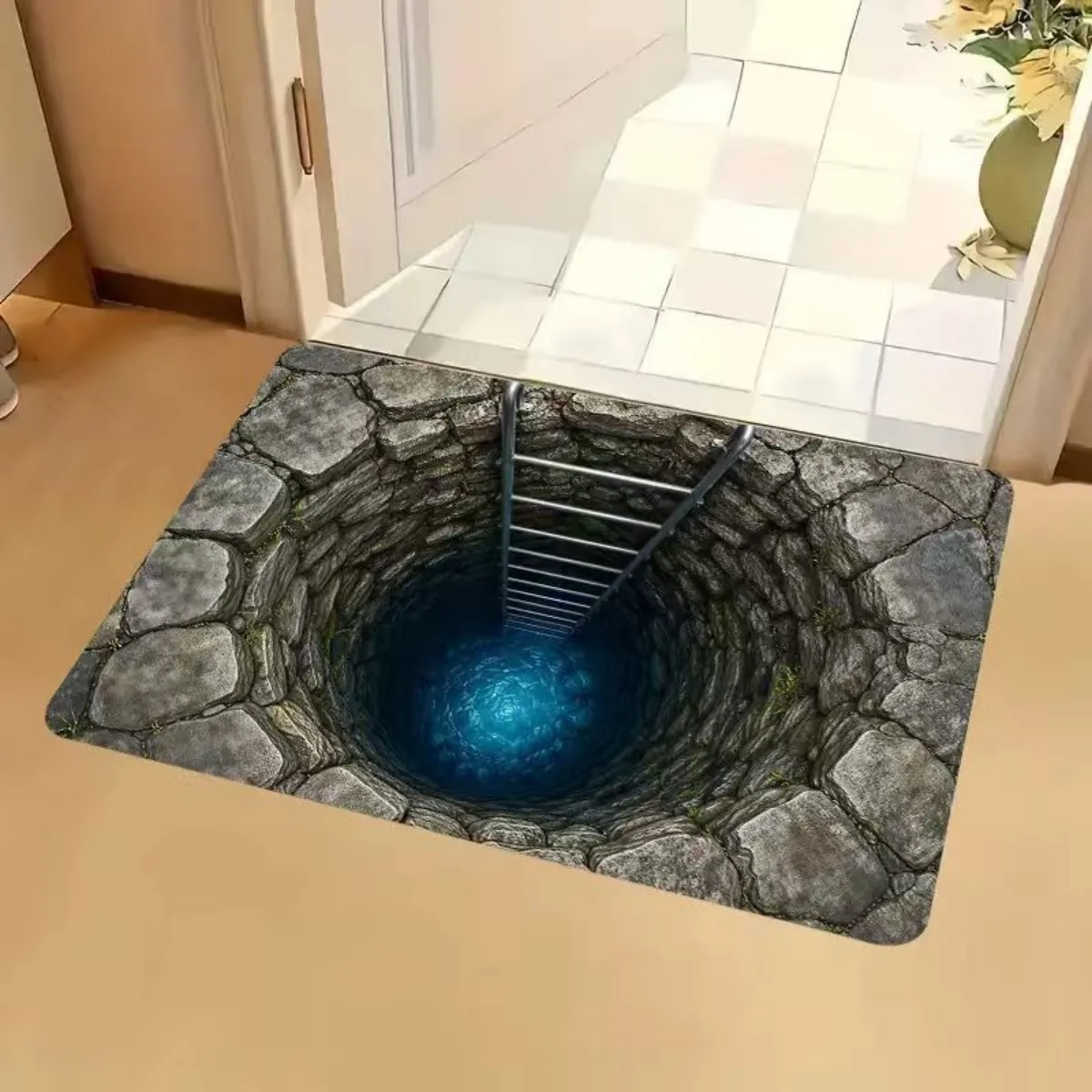 Tappetino da portiera in flanella morbida e spessa, ideale per l’ingresso, con fondo in PVC antiscivolo e decorazioni stampate, adatto per la porta d’ingresso, il bagno e il WC.