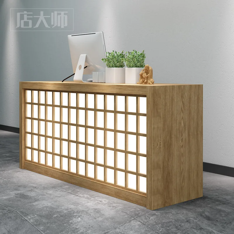 New Chinese retro tea house checkout page Light luxury beauty salon Foot bath Bar Front desk Reception counter Welcome