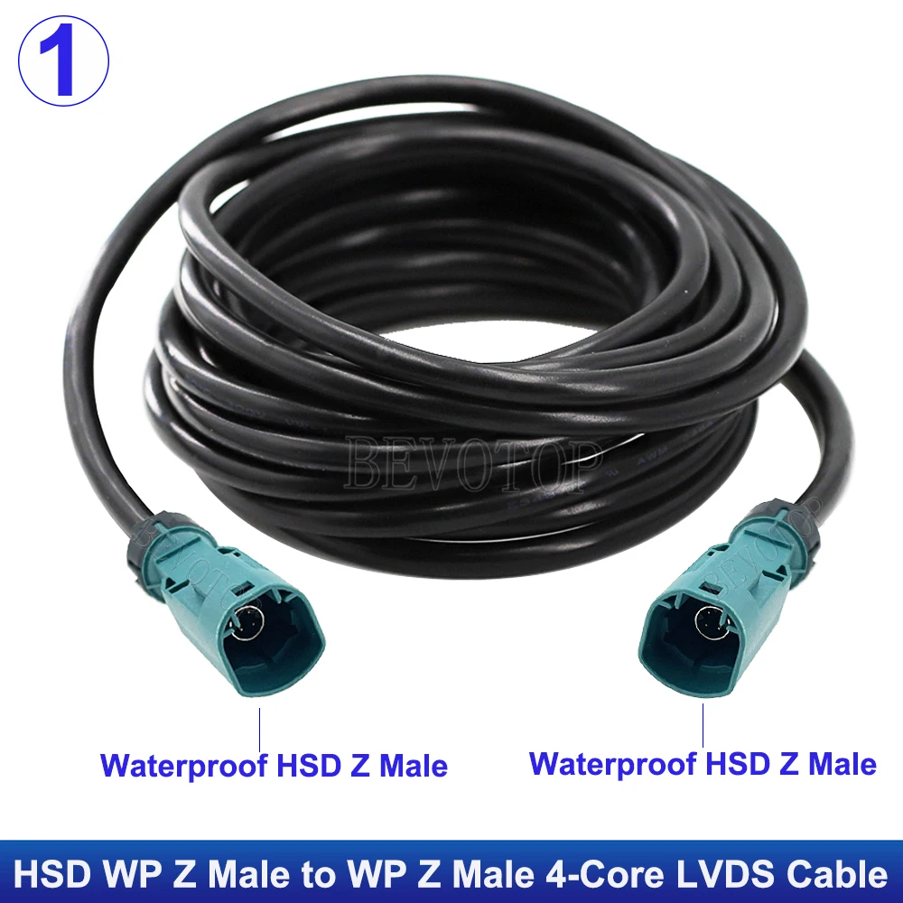 1Pcs Waterproof 4 Pin HSD Code Z Male to Female Connector HSD Cable High Quality High Speed 4 Core LVDS Wire Harness 10CM ~ 10M