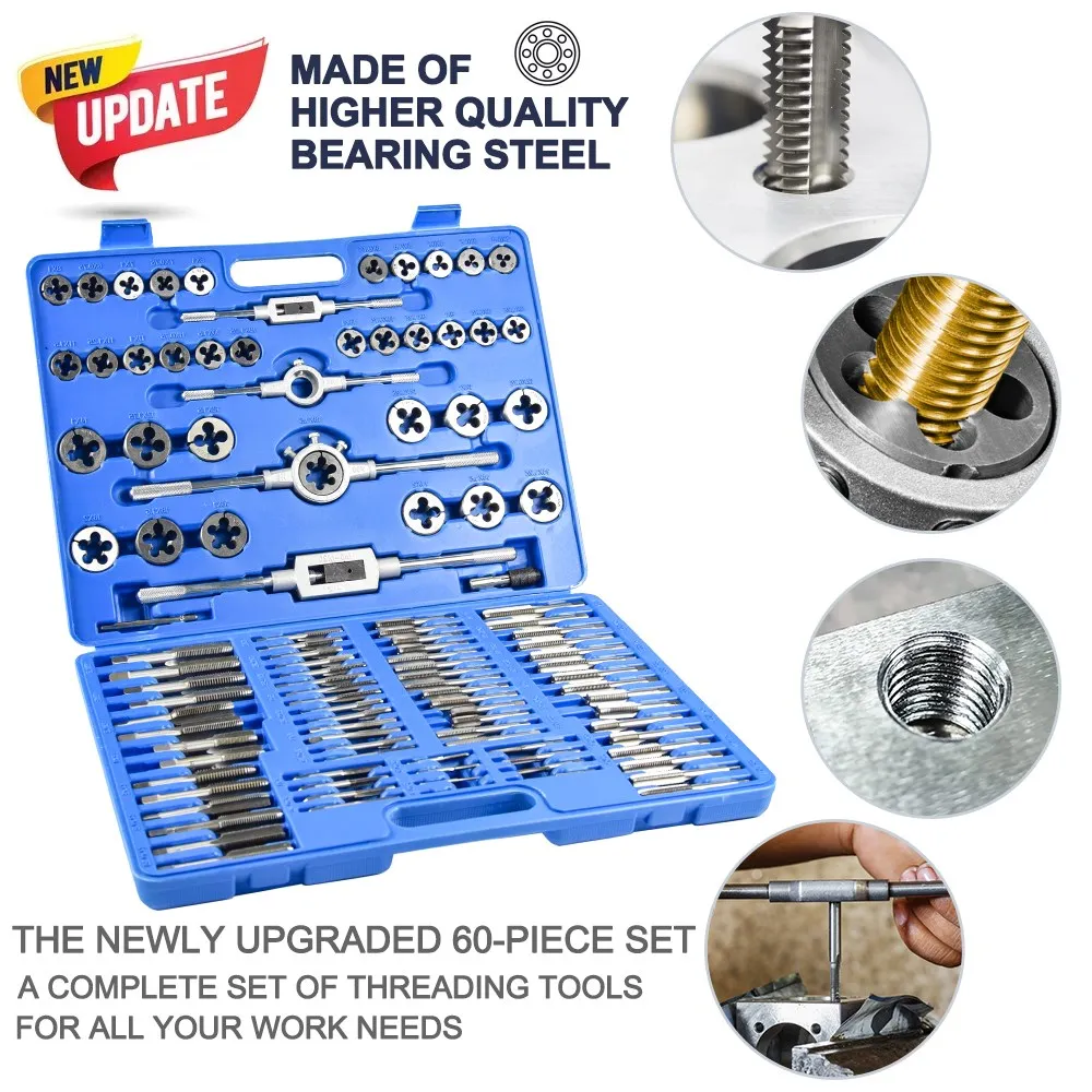 XCAN Tap Die Set 110 pz M2-M18 Cuscinetto In Acciaio Filettatura Metrica Rubinetto e Die Mano Maschiatura Filettatura Strumento Utensili A Mano
