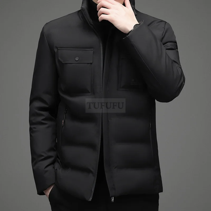 Men's jacket winter 2022 new cotton jacket stand collar slim trend short cotton jacket tooling casual down jacket