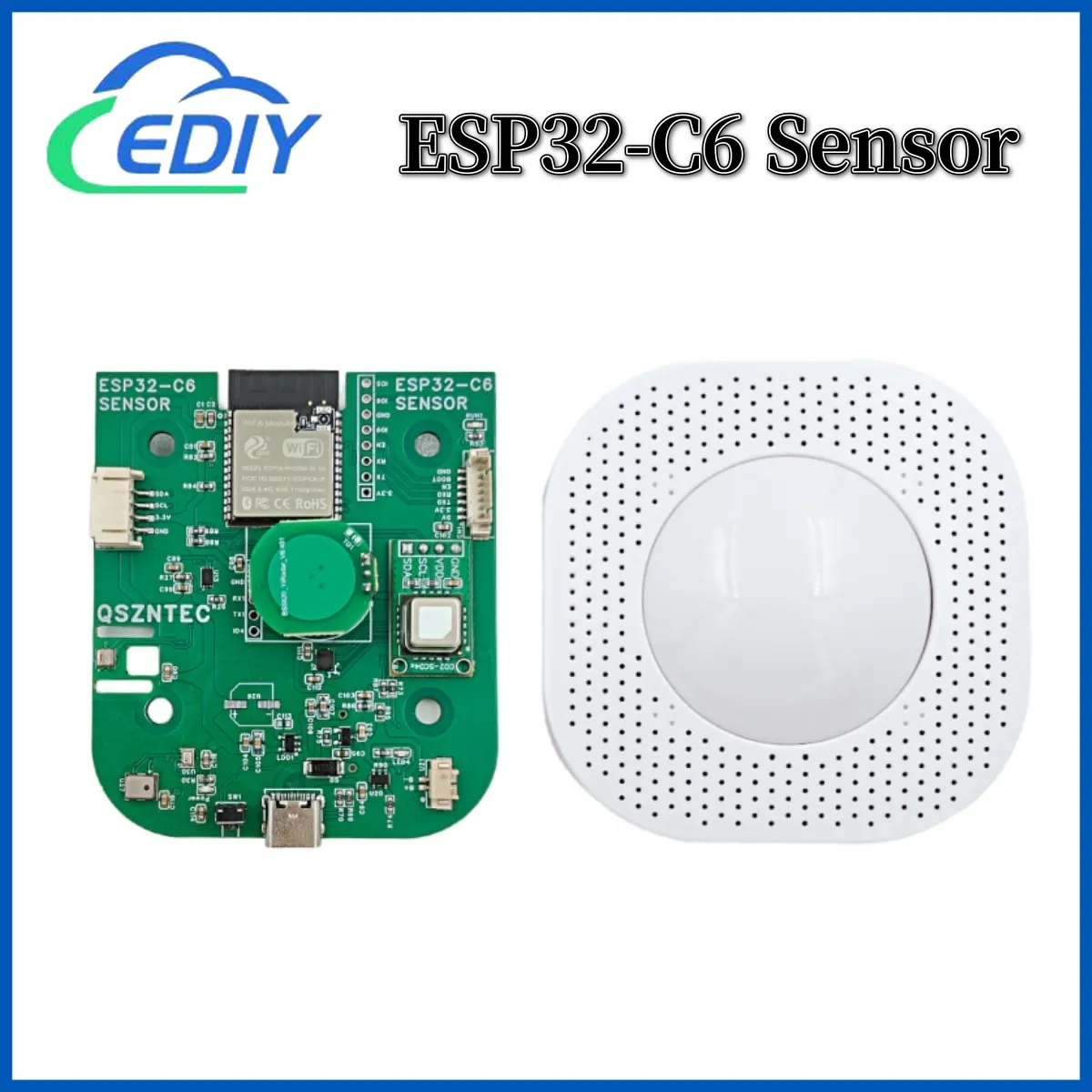 

ESP32-C6 Multi-sensor can Detect CO2, VOC, IMU, Temperature, Humidity, Air pressure, light, Human body, USB Type-C plug and play