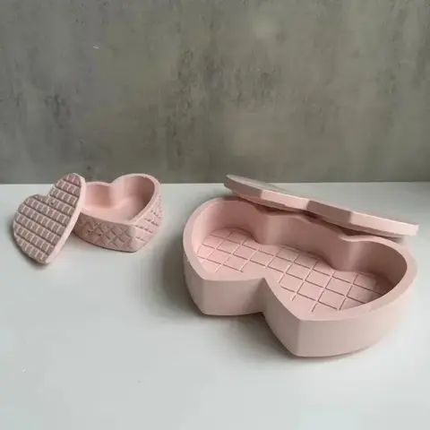 더블 하트 모양의 컨테이너 에폭시 수지 금형 하트 모양의 콘크리트 실리콘 보관 상자 크리스탈 에폭시 수지 금형 보석 상자 Best5