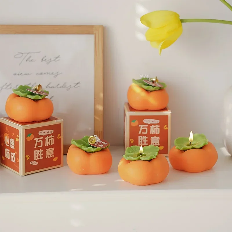 1/5/10/20Pcs Persimmon Scented Candle Accompanied By Hand Gift Wholesale Handmade New Year Gift Wedding Creative Fragrance Fruit