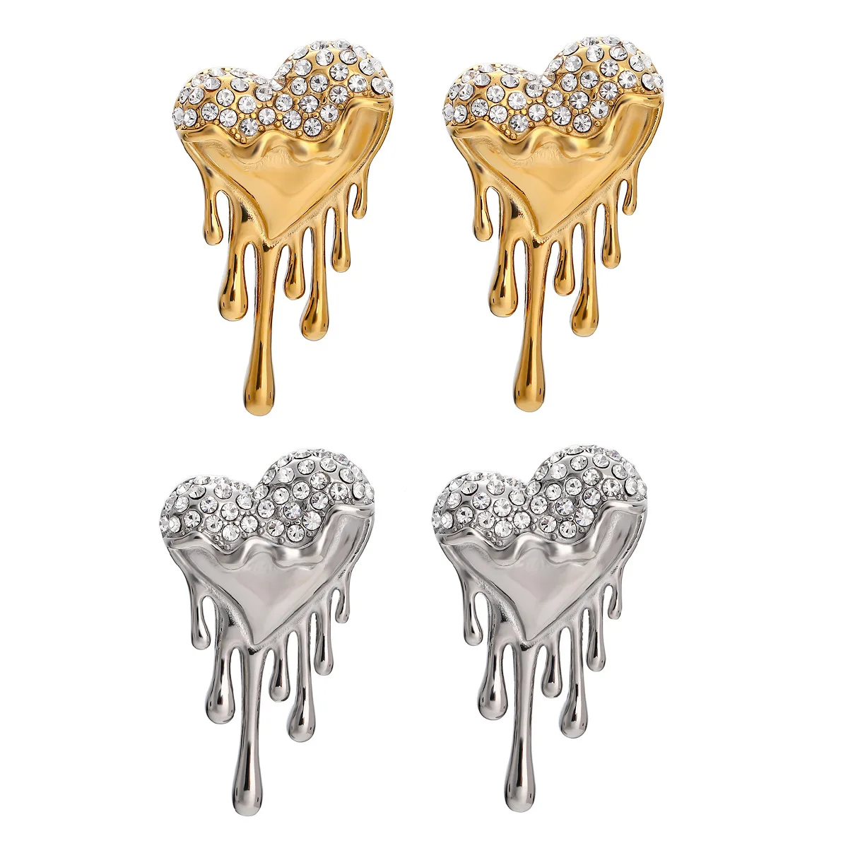 

Stainless Steel PVD 18K Gold Plated Tarnish Waterproof Heart Tears Stud Earring For Woman Jewelry Wholesale INS