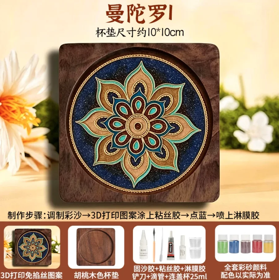 Handmade DIY Coasters Dunhuang Cloisonné Coasters Filigree Enamel Handmade DIY Chinese Style Materials Intangible Cultural Heritage Ceiling Flower Pattern Coasters