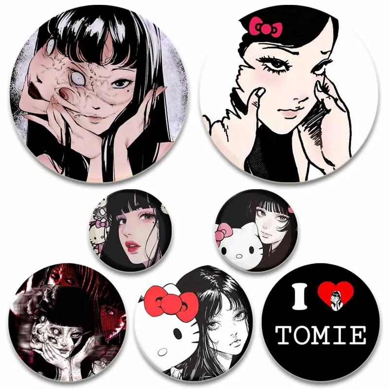 

Horror Anime Tomie Button Pins Custom Junji Ito Manga Badge Cartoon Round Brooch on Bag Clothes Accessories Jewelry Gifts Friend