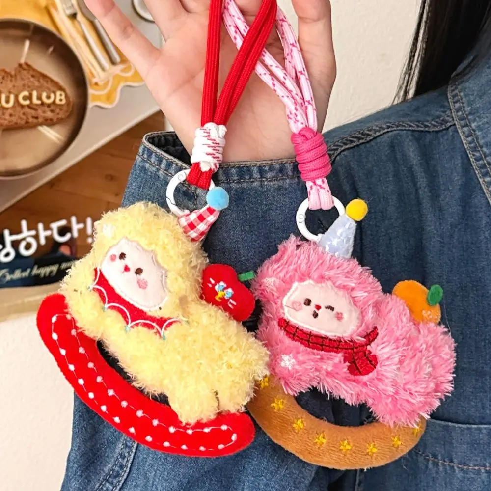 Gift Pendant Fluffy Curly Haired Lamb Pendant Lightweight Cute Plush Sheep Keychain Soft Lovely Sheep Pendant Teen Girl