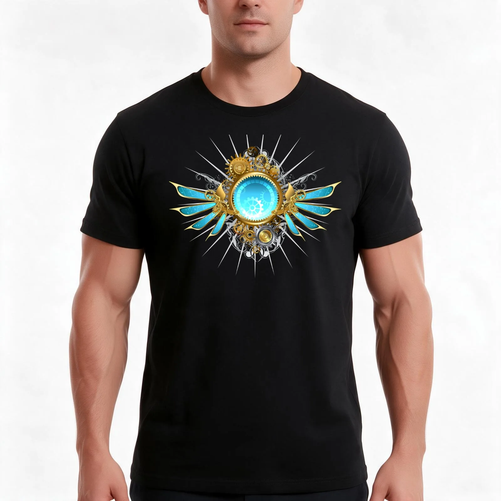 Glass mechanical wings (without shadow) Steampunk wings T-Shirt, Summer Casual Cotton Tee, Oversized Streetwear Tops