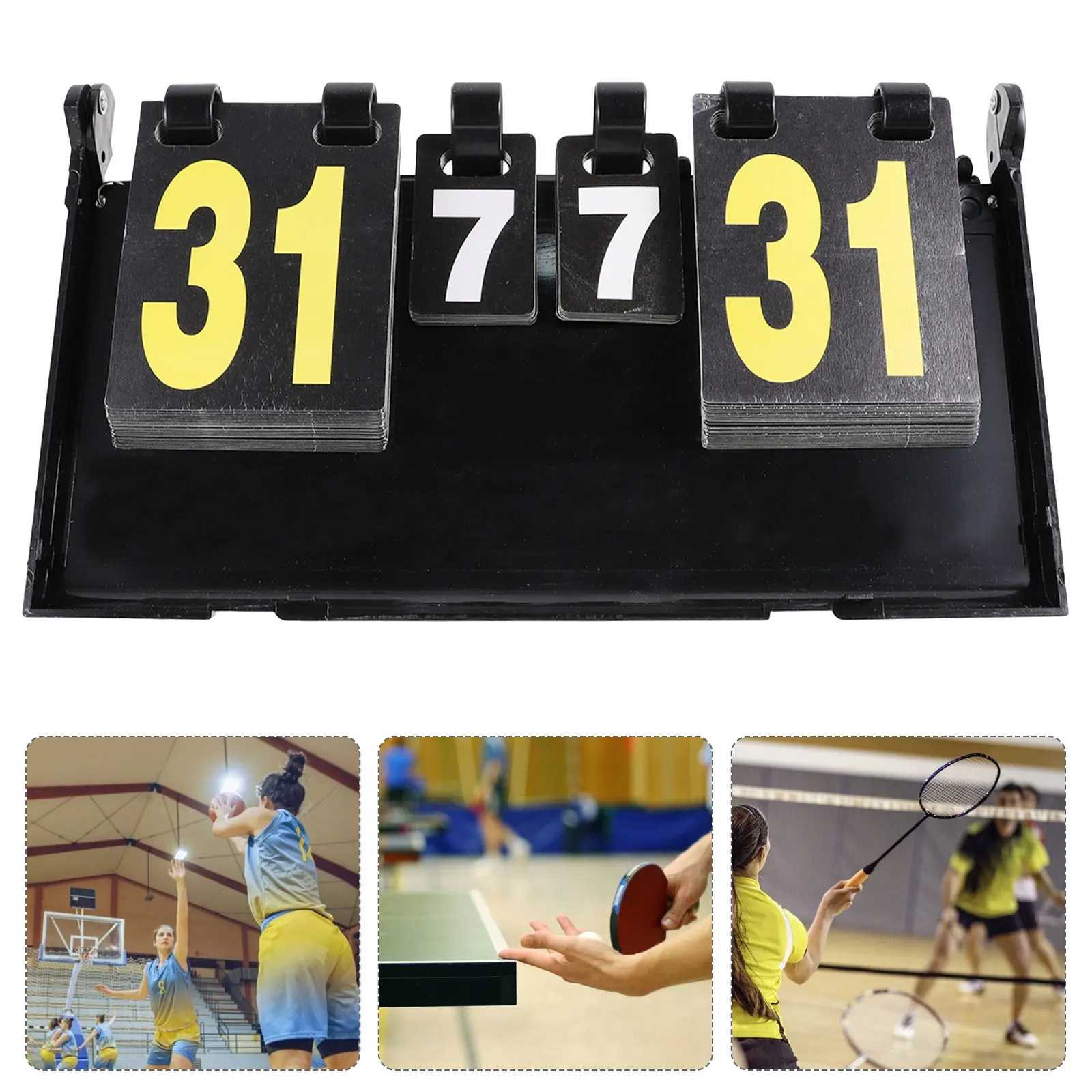 

4-Digit Score Flipper Table Tennis Scoreboard Plastic Desktop Scoring Plate Sports Score Keeper Basketball Sports