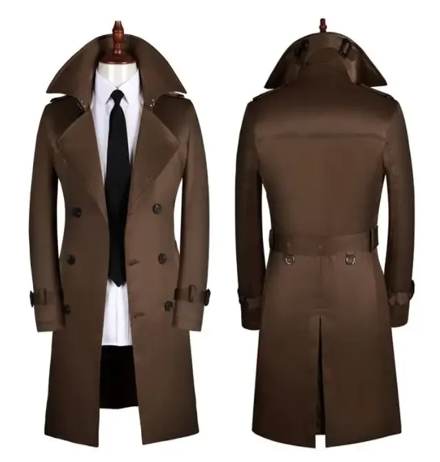 Mens trench coats man Medium length coat men clothes slim Business Casual overcoat long sleeve 2020 spring autumn new designer