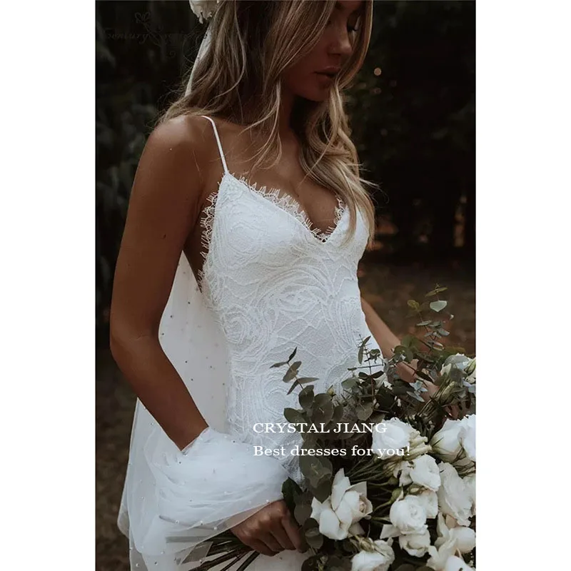 Sexy V Neck Mermaid Wedding Dresses Custom Made Lace Open V Back Court Train Bridal Wedding Gowns Vestido image 4