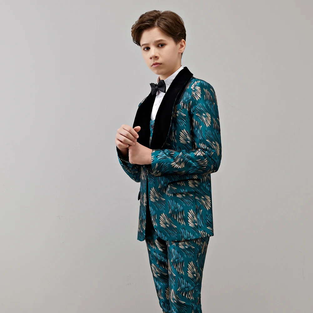 New Kids Wedding Blazer Baby Boys Suit Jackets Formal Coat+ Pants+vest 3 Piece Boy Suits Formal for Wedding Party Boy