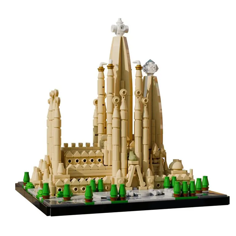 Image of MOC 979-teiliger Kleinteiliger Baustein-Bausatz Miniatur 3D-Modell Spielzeug der Sagrada Familia als Schreibtisch-Dekoration